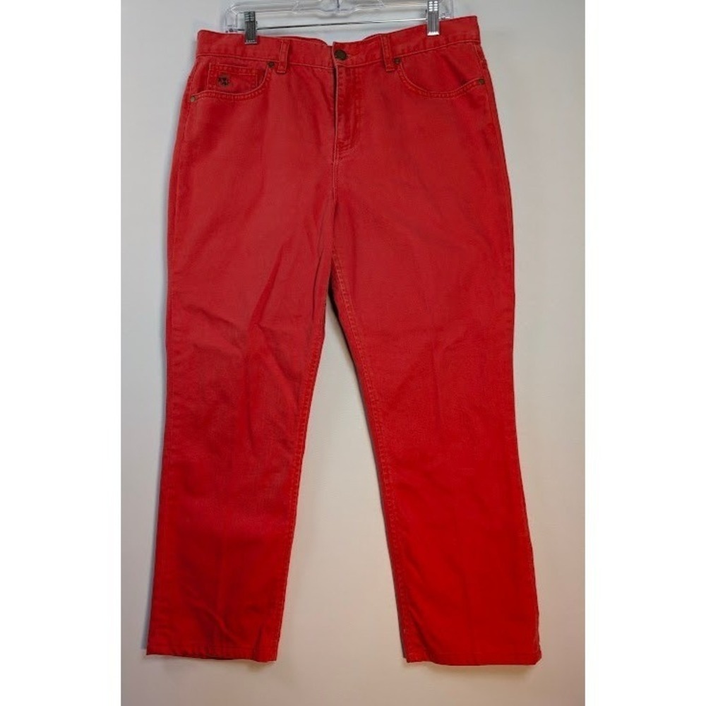 Lauren Jeans‎ Co. Pants Womens 14P Petite Red Denim Straight Fit Y2K